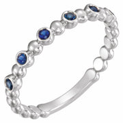 Natural Blue Sapphire Stackable Ring-14kt White Gold-