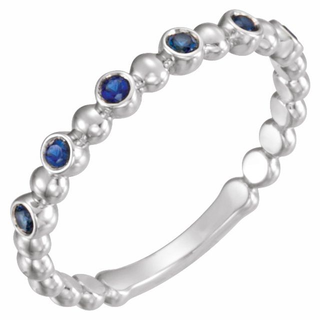 Natural Blue Sapphire Stackable Ring-14kt White Gold-