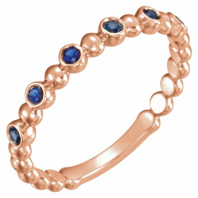 Natural Blue Sapphire Stackable Ring-14kt Rose Gold-