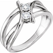 1/4 CTW Diamond Two-Stone Ring Stone - Size 3.2 MM-14kt White Gold-6.00-