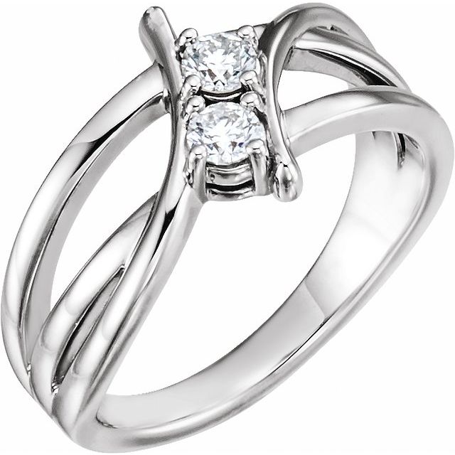 1/4 CTW Diamond Two-Stone Ring Stone - Size 3.2 MM-14kt White Gold-6.00-