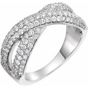 14K White 1 CTW Natural Diamond Criss-Cross Ring-
