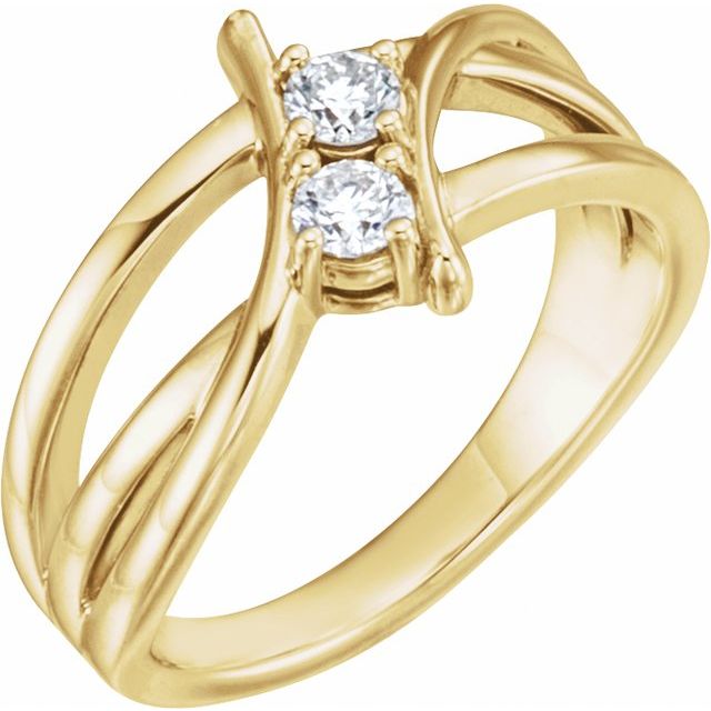 1/4 CTW Diamond Two-Stone Ring Stone - Size 3.2 MM-14kt Yellow Gold-6.00-