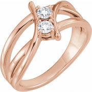 1/4 CTW Diamond Two-Stone Ring Stone - Size 3.2 MM-14kt Rose Gold-6.00-