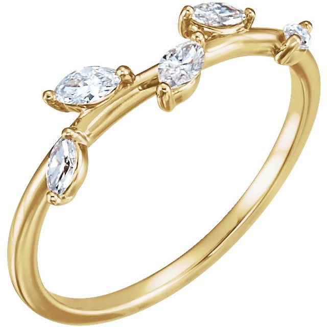 1/4 CTW Diamond Leaf Ring-14kt Yellow Gold-6.00-
