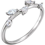 1/4 CTW Diamond Leaf Ring-14kt White Gold-6.00-