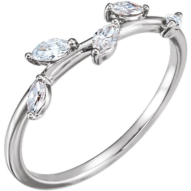 1/4 CTW Diamond Leaf Ring-14kt White Gold-6.00-