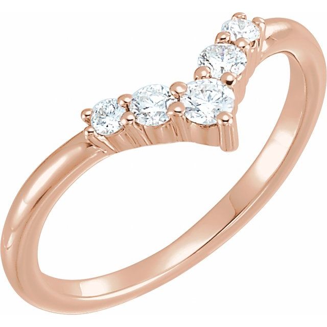 1/4 CTW Diamond Graduated "V" Ring-14kt Rose Gold-6.00-
