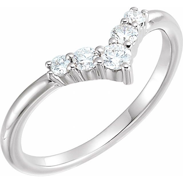 1/4 CTW Diamond Graduated "V" Ring-14kt White Gold-6.00-