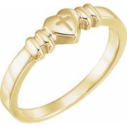 Heart & Cross Chastity Ring-10kt Yellow Gold-4-