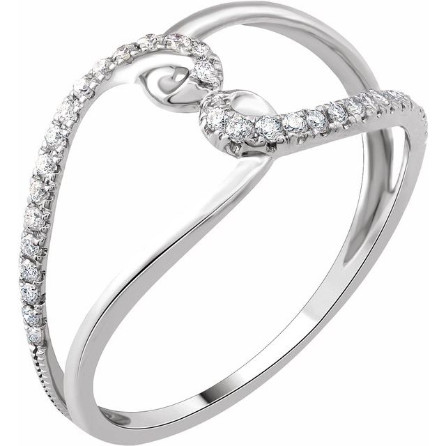 14K White 1/8 CTW Natural Diamond Negative Space Ring-