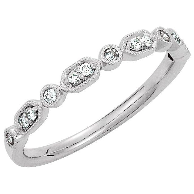 1/8 CTW Natural Diamond Stackable Ring-14kt White Gold-6.00-