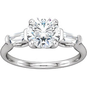 14K White Cubic Zirconia & 1/4 CTW Diamond Sculptural-Inspired Engagement Ring-