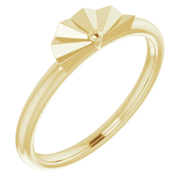 14K Yellow Starburst Stackable Ring-