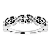 14K White Vintage-Inspired Stackable Ring-