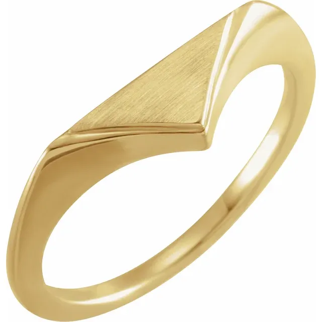 14K Yellow 11.5x6 mm Geometric Signet Ring-