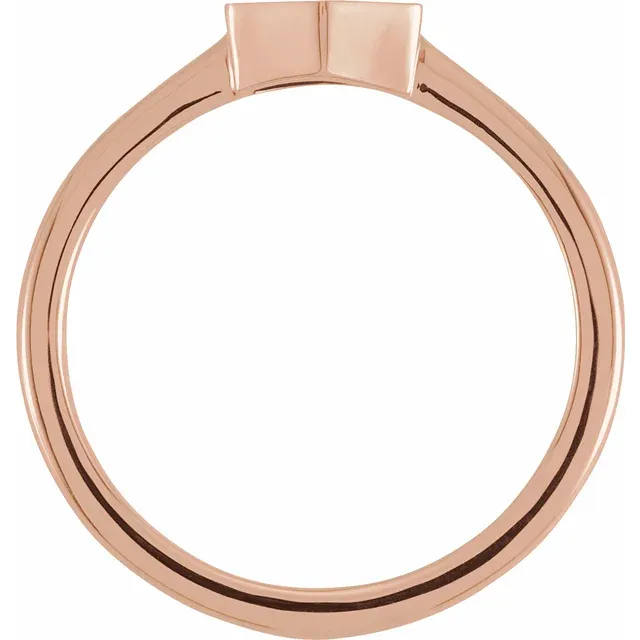 14K Rose 9.5x8 mm Geometric Signet Ring-