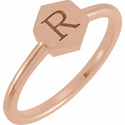 14K Rose 9.5x8 mm Geometric Signet Ring-