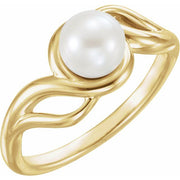 Cultured White Freshwater Pearl Ring-14kt Yellow Gold-6.00-