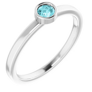 14K White 3 mm Round Citrine Ring-