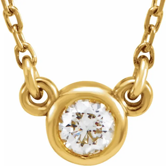 14K Yellow 1/1 CT Diamond Solitaire 18" Necklace