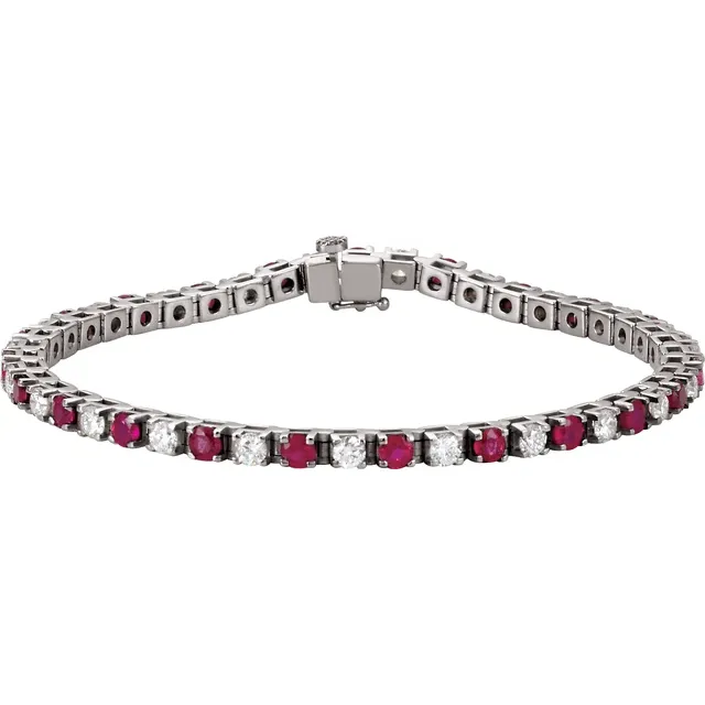 Platinum Ruby & 2 1/3 CTW Diamond Line 7" Bracelet-