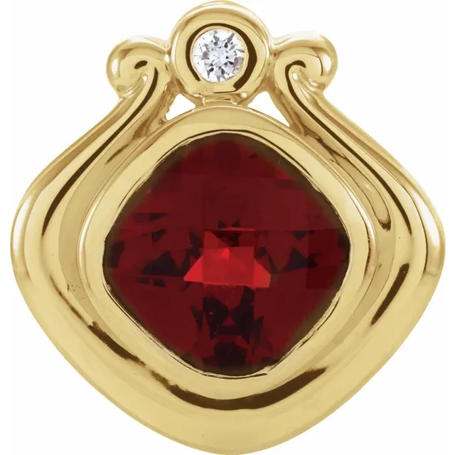 14K Yellow Mozambique Garnet & .03 CTW Diamond Pendant-
