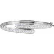 14K White 3 CTW Diamond Bangle Bracelet-