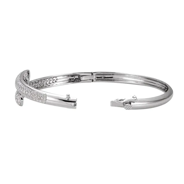 14K White 3 CTW Diamond Bangle Bracelet-