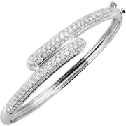 14K White 3 CTW Diamond Bangle Bracelet-
