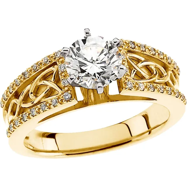 14K Yellow 1 1/4 CTW Diamond Celtic-Inspired Engagement Ring-