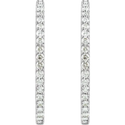 14K White 6 1/4 CTW Diamond Inside-Outside 51 mm Hoop Earrings-