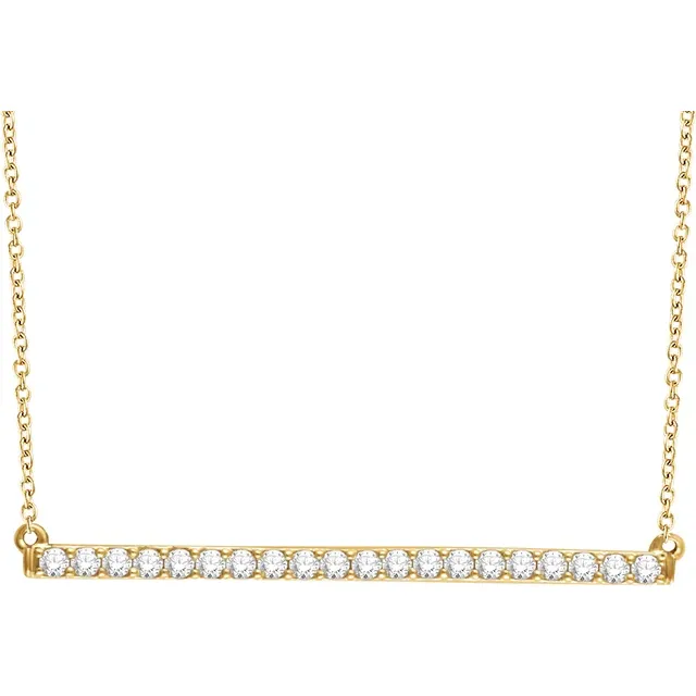 14K Yellow 1/2 CTW Diamond Bar 16-18" Necklace-