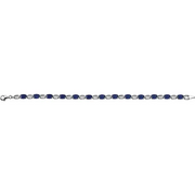 14K White 7x5 mm Oval Lab-Grown Blue Sapphire 7" Bracelet-