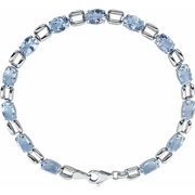 14K White 7x5 mm Oval Sky Blue Topaz 7" Bracelet-