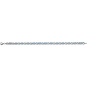 14K White 7x5 mm Oval Sky Blue Topaz 7" Bracelet-