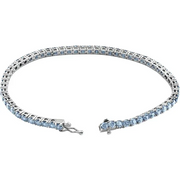 14K White Aquamarine Line 7.25" Bracelet-