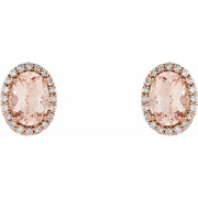 14K Rose Morganite & 1/5 CTW Diamond Earrings-