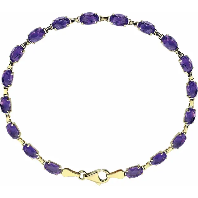 14K Yellow Amethyst 7.25" Bracelet-