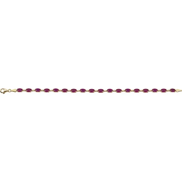 14K Yellow Lab-Grown Ruby 7.25" Bracelet-