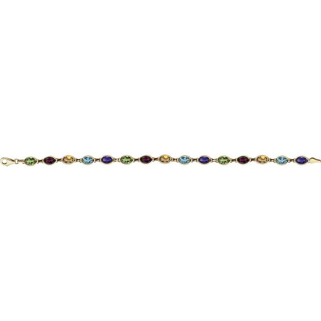 14K Yellow Multi-Gemstone Line 7" Bracelet-