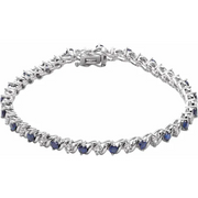 14K White Lab-Grown Ruby & 1/10 CTW Diamond Line 7" Bracelet-