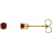 14K Yellow 3 mm Round Imitation Mozambique Garnet Youth Birthstone Earrings-