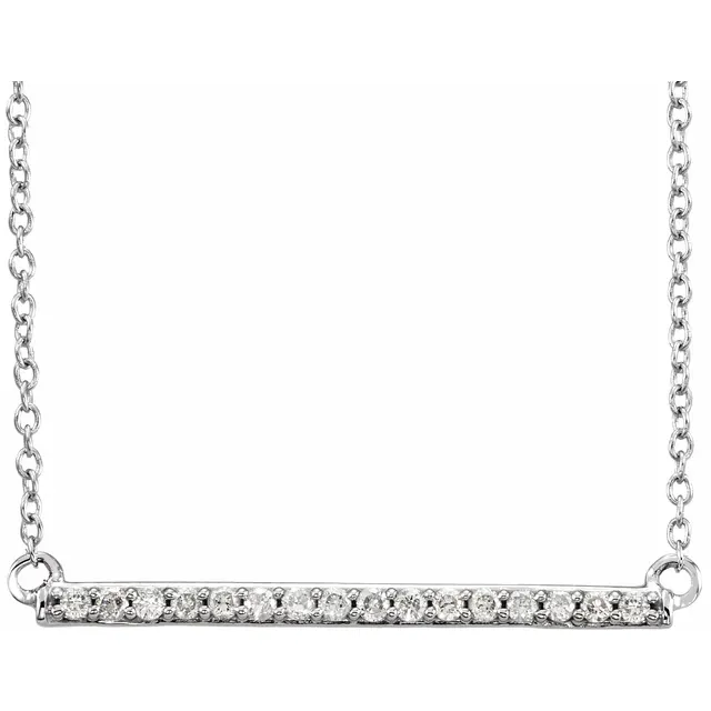 14K White 1/6 CTW Diamond Bar 18" Necklace-