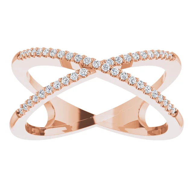 14K Rose 1/6 CTW Diamond Criss-Cross Ring-