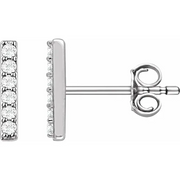 14K White 1/10 CTW Lab-Grown Diamond Bar Earrings-