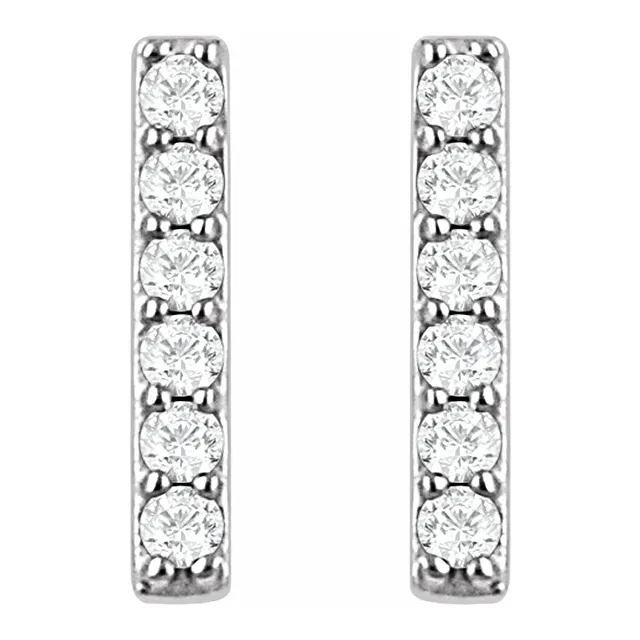 14K White 1/10 CTW Lab-Grown Diamond Bar Earrings-