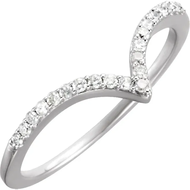 14K White 1/6 CTW Diamond V Ring-