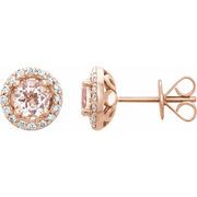 14K Rose Morganite & 1/5 CTW Diamond Earrings-