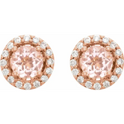 14K Rose Morganite & 1/5 CTW Diamond Earrings-